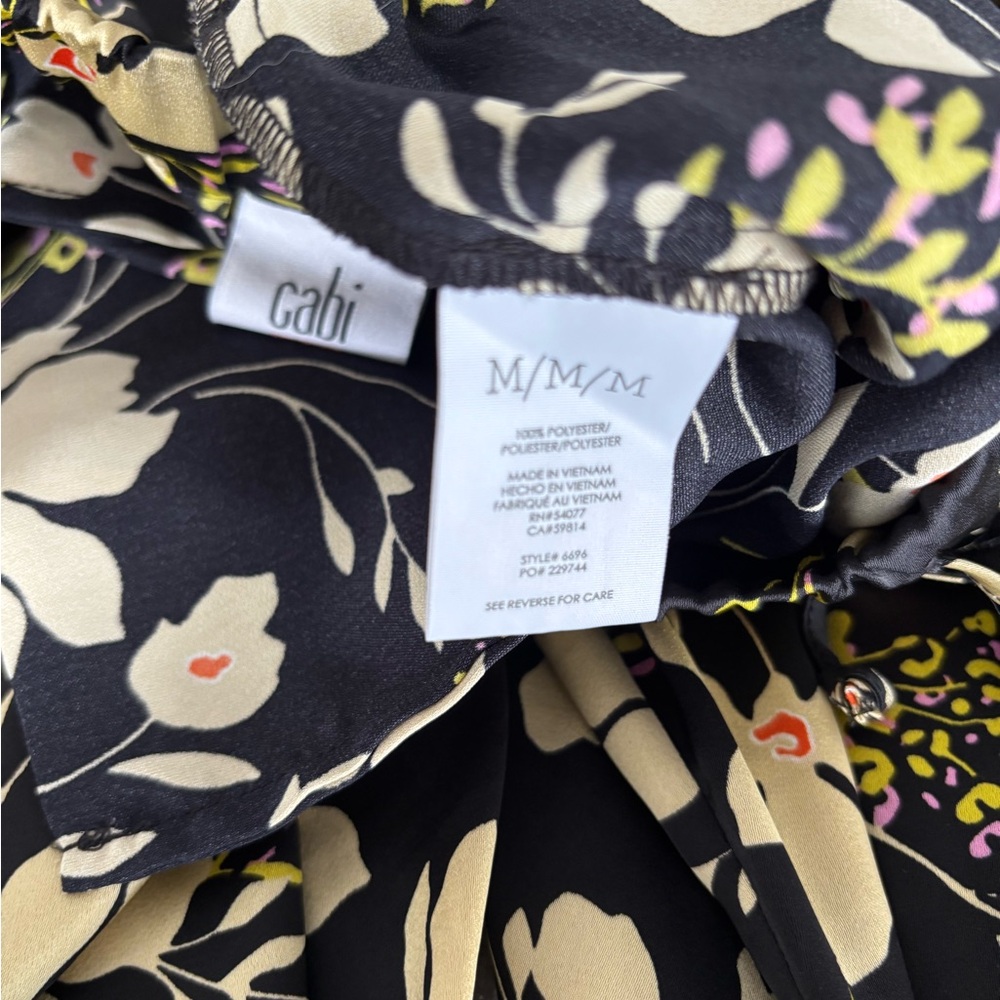 Cabi New Set Up Pants 6696 Black Floral Pull On Relaxed Fit High Waist Wide Leg - Picture 7 of 11